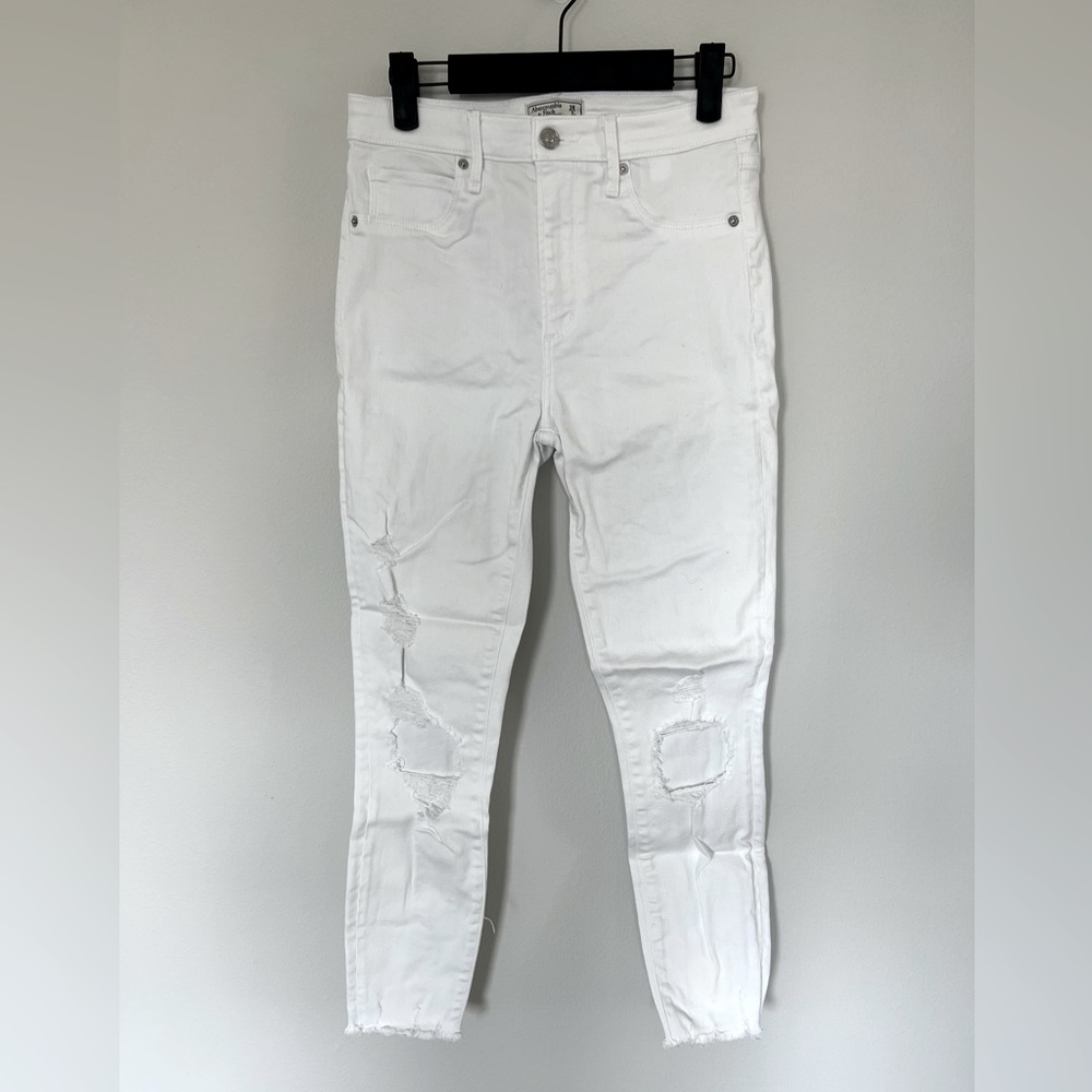 Abercrombie & Fitch White High Rise Skinny Denim Jeans, Size 26
